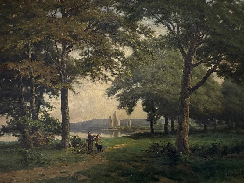 1836-Tancrède Abraham - Paesaggio con barche a vela - Museo Vitré - Museo del Castello di Vitré